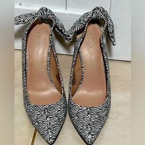 BCBGeneration Henaya Slingback Pumps Size 7, Black Zebra Slingback Knotted Bow